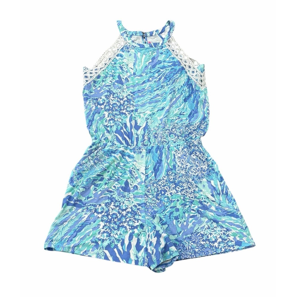 Lilly Pulitzer Lala Romper Medium Blue Haven Hey Hey Soleil Resort Beachwear